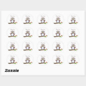 Schattige uil bedankt ronde sticker (Vel)