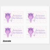 Schattige Uil boek bord naam paarse id label stick (Vel)