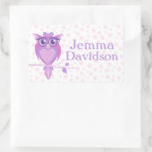 Schattige Uil boek bord naam paarse id label stick (Tas)