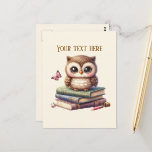 Schattige uil boek liefhebbers briefkaart
