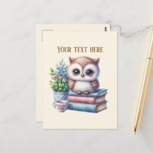 Schattige uil boek liefhebbers briefkaart