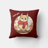 Schattige uil cartoon " Ik hou van je" Kussen (Achterkant)