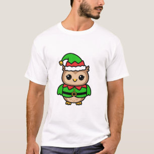 Schattige Uil Elf Kerstmis T-shirt