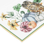 Schattige uil en herfstpompoenen korte tafelloper (Hoek)