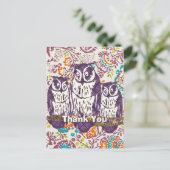 Schattige Uil Familie Bedankt U Hartelijk Briefkaart (Staand voorkant)