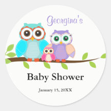 Schattige Uil Familie Meisje Baby shower Sticker