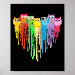 Schattige Uil Hart Lgbtq Trots Gay Pride Maand Kle Poster