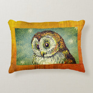 schattige uil illustratie bruin blauw accent kussen
