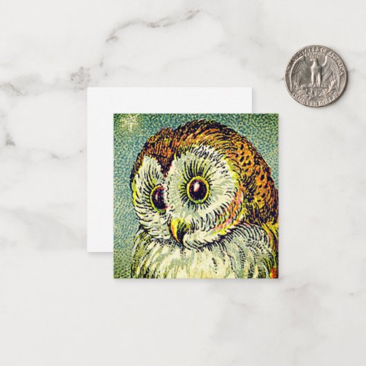 schattige uil illustratie notitiekaartje (Voorkant / Achterkant in situ)