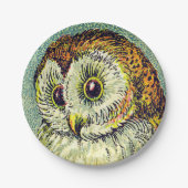  schattige uil illustratie papieren bordje (Voorkant)