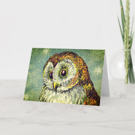 schattige uil illustratie sterrenhemel kaart