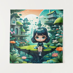 Schattige Uil in Kleurrijke Beanie Wandkleed