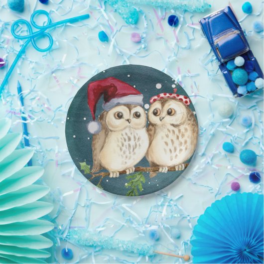 Schattige Uil Kerst Papier Borden Servies Papieren Bordje (Feest)