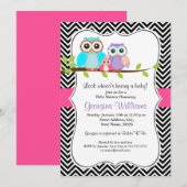 Schattige Uil Meisje Baby shower Uitnodigen Kaart (Voorkant / Achterkant)