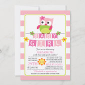 Schattige Uil Meisje Baby shower Uitnodiging (Voorkant)