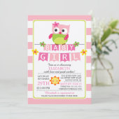 Schattige Uil Meisje Baby shower Uitnodiging (Staand voorkant)