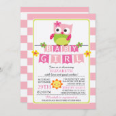 Schattige Uil Meisje Baby shower Uitnodiging (Voorkant / Achterkant)