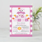 Schattige Uil Meisje Baby shower Uitnodiging (Staand voorkant)
