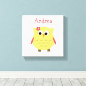 Schattige Uil meisje voor kinderkamer Canvas Afdruk (Insitu (Houten vloer))