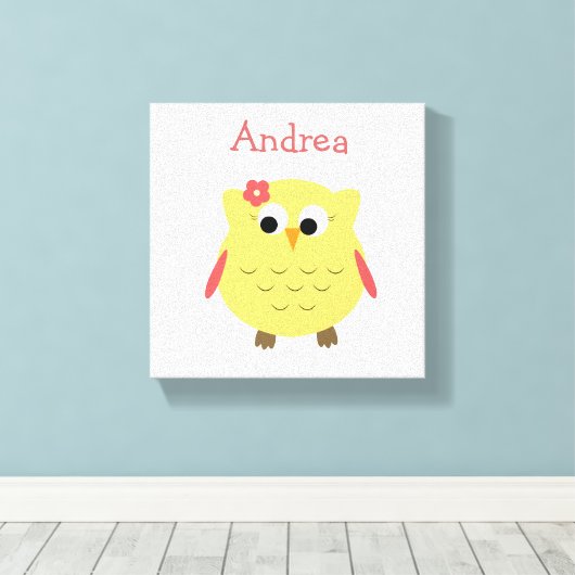 Schattige Uil meisje voor kinderkamer Canvas Afdruk (Insitu (Houten vloer))