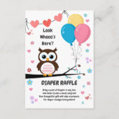 Schattige uil met ballonnen en harten Baby shower Informatiekaartje (Voorkant)