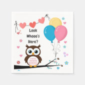 Schattige uil met ballonnen en harten Baby shower Servet (Voorkant)