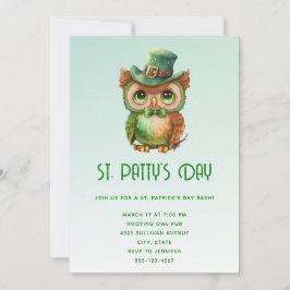 Schattige uil met een groene hoge hoed St. Patty's Kaart