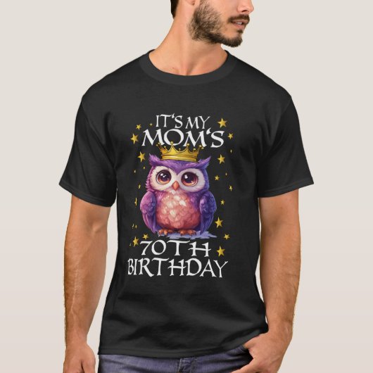 Schattige uil Moeder Moeder Moeder 70ste verjaarda T-shirt (Voorkant)
