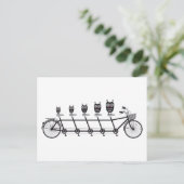 schattige uil op tandem fiets briefkaart (Staand voorkant)