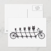 schattige uil op tandem fiets briefkaart (Voorkant / Achterkant)