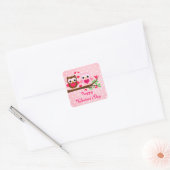 Schattige Uil Paar Ik hou van je Fijne Valentijnsd Vierkante Sticker (Envelop)