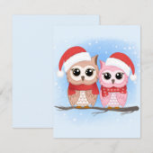 Schattige uil paar in Waterverf stijl Feestdagenkaart (Voorkant / Achterkant)