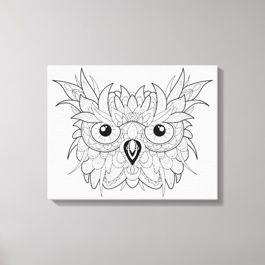 Schattige Uil Portret Doodle 6 Canvas Afdruk (Voorkant)