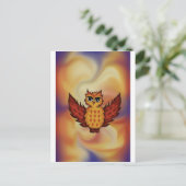 schattige uil rood briefkaart (Staand voorkant)
