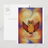 schattige uil rood briefkaart (Voorkant / Achterkant)