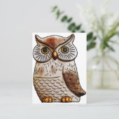 schattige uil, schattig, vogel, grappig, dierlijk, briefkaart (Staand voorkant)