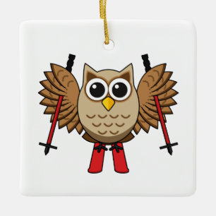 Schattige uil skicartoon keramisch ornament