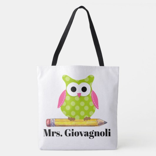 Schattige Uil Teacher Tas - Zie terug! (Voorkant)