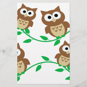 schattige uil uilen cartoon dier briefpapier