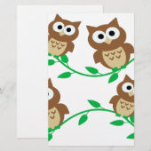 schattige uil uilen cartoon dier briefpapier (Voorkant / Achterkant)