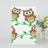 schattige uil uilen cartoon dier briefpapier (Staand voorkant)