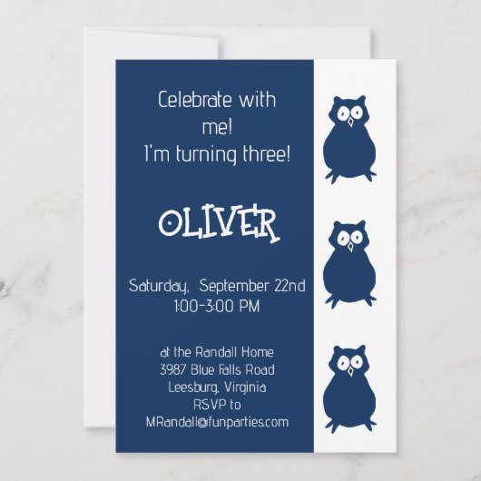 Schattige Uil Verjaardagsfeest Kaart (Voorkant)