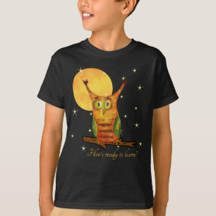 Schattige Uil Waterverf Stijl Naam School Jaar op T-shirt