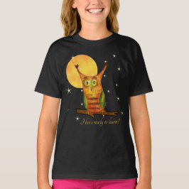 Schattige Uil Waterverf Stijl Naam School Jaar op  T-shirt