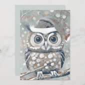 Schattige Uil Winterdagen Grijs Neutrals Blank Feestdagenkaart (Voorkant / Achterkant)