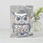 Schattige Uil Winterdagen Grijs Neutrals Blank Feestdagenkaart (Staand voorkant)