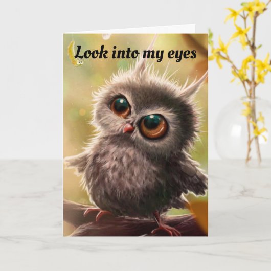 SCHATTIGE UIL ZEGT OP ZIJN MANIER "GEFELICITEERD M KAART (Gele Bloem)