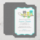 schattige uilen baby boy shower 5 "X 7" uitnodigin Kaart (Voorkant / Achterkant)