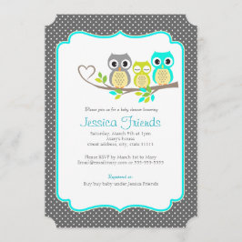 schattige uilen baby boy shower 5 "X 7" uitnodigin Kaart