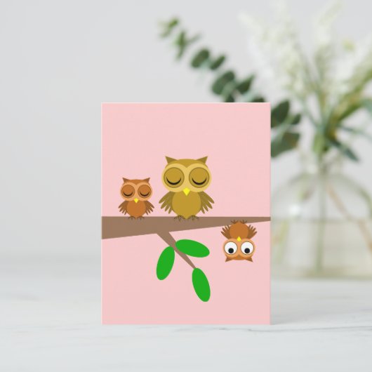schattige uilen briefkaart (Staand voorkant)